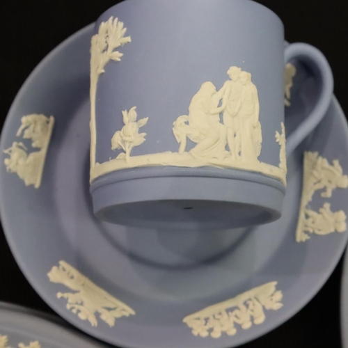 231 - A collection of Wedgwood blue Jasperware ceramics. Not available for in-house P&P, contact Paul O'He... 