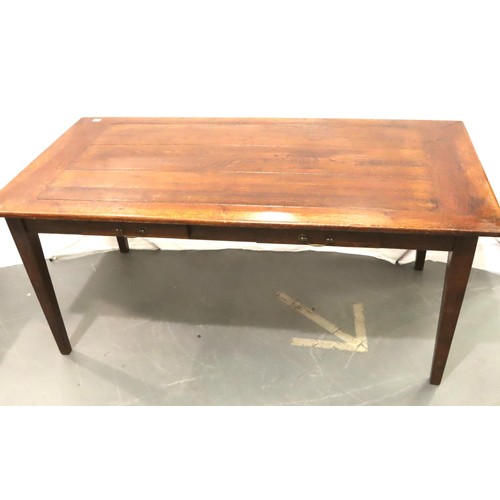 565 - Heavy 20th century oak dining table, 180 x 86 x 75 cm H. Not available for in-house P&P, contact Pau... 