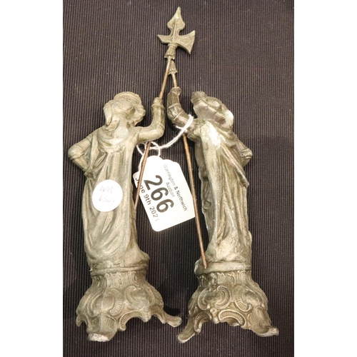 266 - Pair of Spelter soldier figurines, H: 23 cm. P&P Group 2 (£18+VAT for the first lot and £3+VAT for s... 