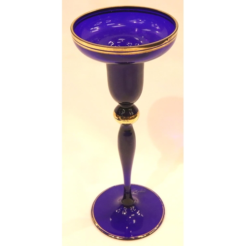 287 - Seven pieces of Bristol blue and gilt blue glass. Not available for in-house P&P, contact Paul O'Hea... 