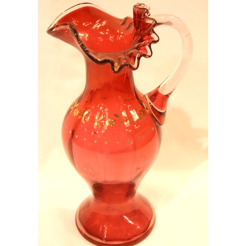 290 - Thirteen pieces of Victorian cranberry glassware, tallest piece H: 20 cm. Not available for in-house... 