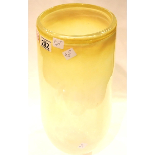 292 - Romanian Art glass opaque yellow vase of large proportions, H: 45 cm. Not available for in-house P&P... 