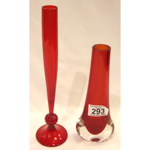 293 - Seven pieces of 20th Century red glass. Not available for in-house P&P, contact Paul O'Hea at Mailbo... 