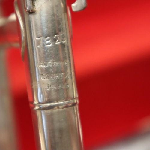 328 - Cased silver plated trombone Antoine Courtois. Not available for in-house P&P, contact Paul O'Hea at... 