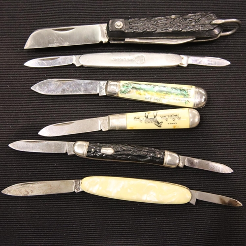 366 - Six assorted penknives including mother of pearl examples. P&P Group 2 (£18+VAT for the first lot an... 