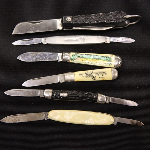 366 - Six assorted penknives including mother of pearl examples. P&P Group 2 (£18+VAT for the first lot an... 