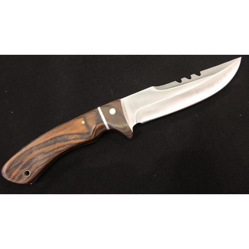 371 - Anglo Arms canvas sheathed wooden handle hunting knife, blade L: 12 cm. P&P Group 2 (£18+VAT for the... 