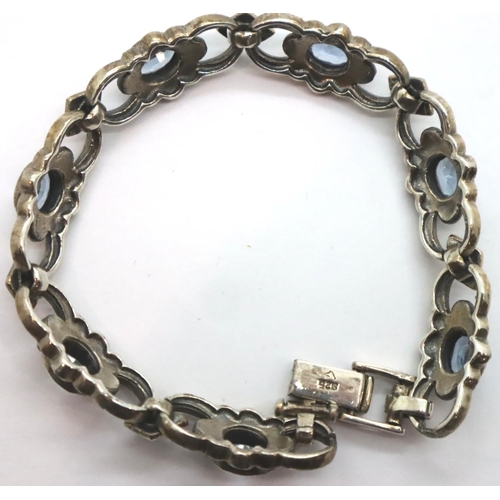 74 - Marcasite bracelet set with blue topaz. P&P Group 1 (£14+VAT for the first lot and £1+VAT for subseq... 