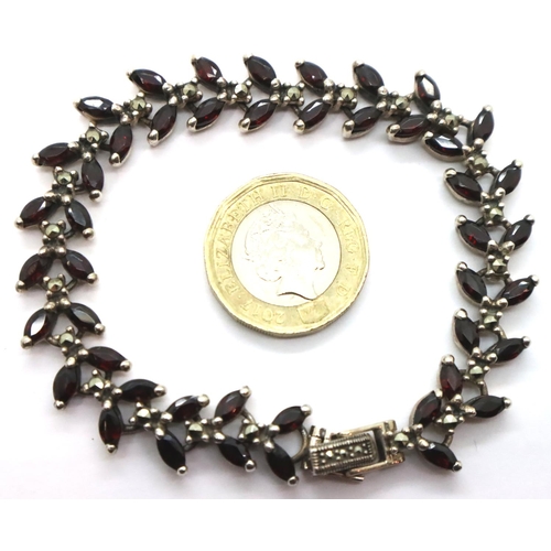 75 - Marcasite bracelet set with garnets. P&P Group 1 (£14+VAT for the first lot and £1+VAT for subsequen... 