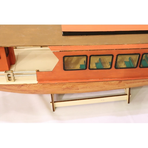 2212 - Kit built wooden model of river/lake sightseeing cruise boat, L: 80 cm. Not available for in-house P... 