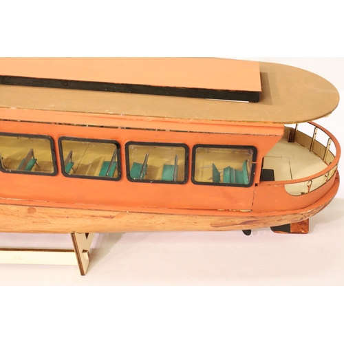 2212 - Kit built wooden model of river/lake sightseeing cruise boat, L: 80 cm. Not available for in-house P... 