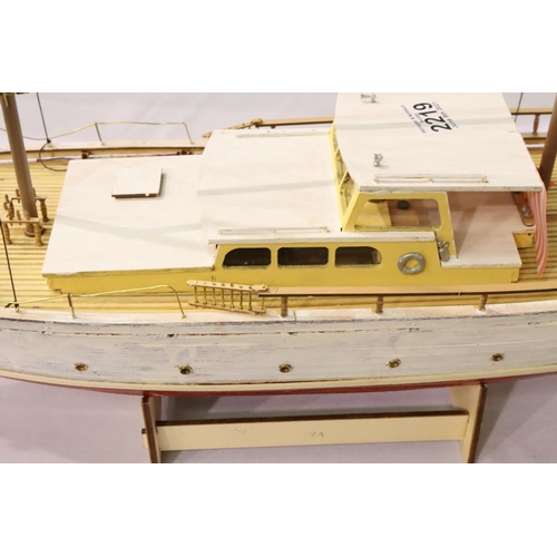 2219 - Wooden static model kit built of motor yacht Bruma, L: 90 cm. Not available for in-house P&P, contac... 