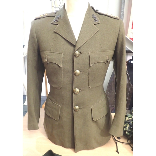 3073 - WWII British issue captains dress tunic named to Chambers with later matched pair of trousers and bu... 