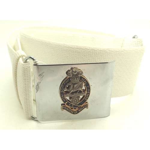 3082 - Princess of Wales Royal Regiment no.1 dress belt with enamelled polished steel buckle. P&P Group 1 (... 