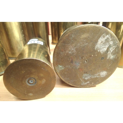 3146 - Collection of fourteen inert brass shell cases from various periods. Not available for in-house P&P,... 