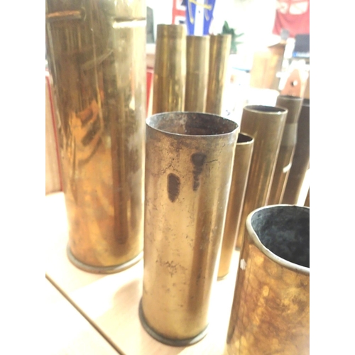 3146 - Collection of fourteen inert brass shell cases from various periods. Not available for in-house P&P,... 