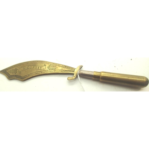 3151 - WWI trench art letter opener inscribed Nieuport. P&P Group 1 (£14+VAT for the first lot and £1+VAT f... 