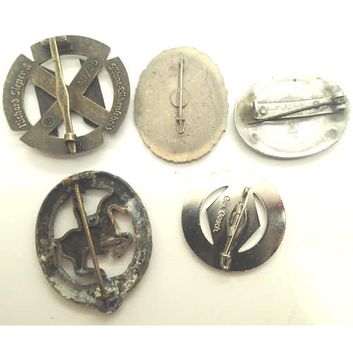 3181 - Five contemporary German badges including aged examples. P&P Group 1 (£14+VAT for the first lot and ... 