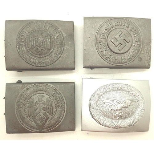 3091 - Four re-enactment German Third Reich belt buckles including Hitler Youth and Wehrmacht. P&P Group 1 ... 