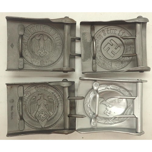 3091 - Four re-enactment German Third Reich belt buckles including Hitler Youth and Wehrmacht. P&P Group 1 ... 