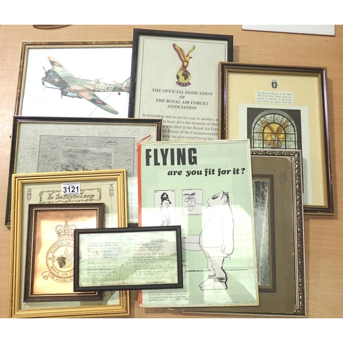 3121 - RAF Bomber Command related collection of WWII dated and later framed ephemera including wartime poem... 