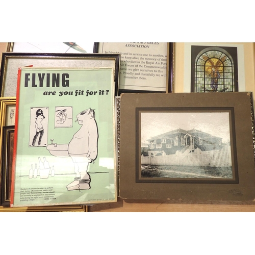 3121 - RAF Bomber Command related collection of WWII dated and later framed ephemera including wartime poem... 