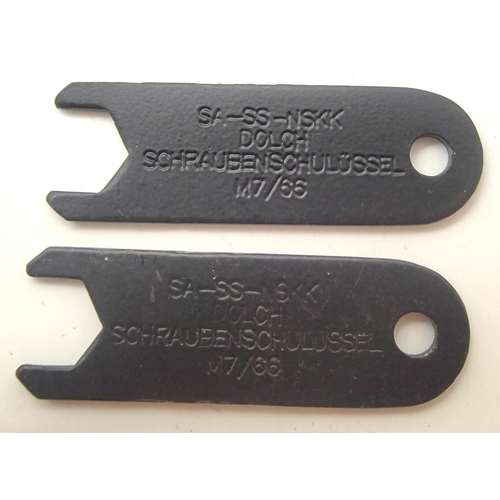 3133 - Two spanners for removing the handles from SS and SA daggers for cleaning etc. P&P Group 1 (£14+VAT ... 