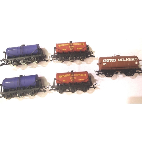 2304 - Four Dapol six wheel tankers; Express Dairy x2 Independent Milk Supplies, and a United Molasses tank... 