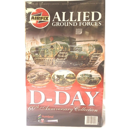 2313 - Airfix Allied Forces D-Day 60th Anniversary three kit set; half track, Bren gun carrier and Churchil... 