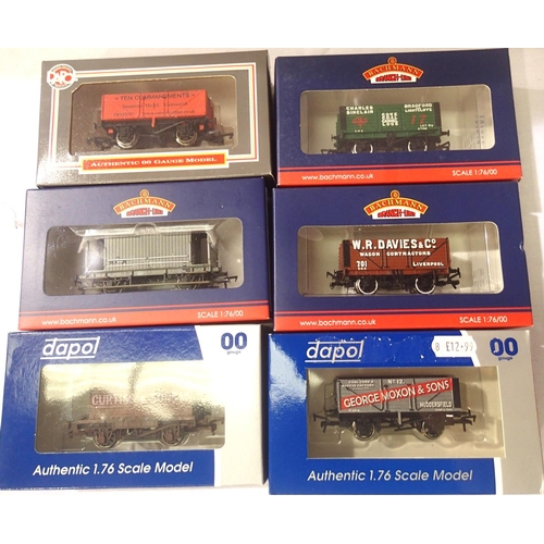 2334 - Six OO scale Bachmann/Dapol wagons including Charles Sinclair Frizinghall Exclusive, WR Davies Colle... 