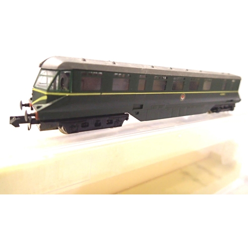 2422 - Grafar N gauge railcar, BR Green W28w speed whiskers in excellent condition, wrong box. P&P Group 1 ... 