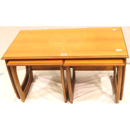 598 - Mid 20th century teak nest of three tables in the G Plan style, largest 90 x 48 cm. Not available fo... 