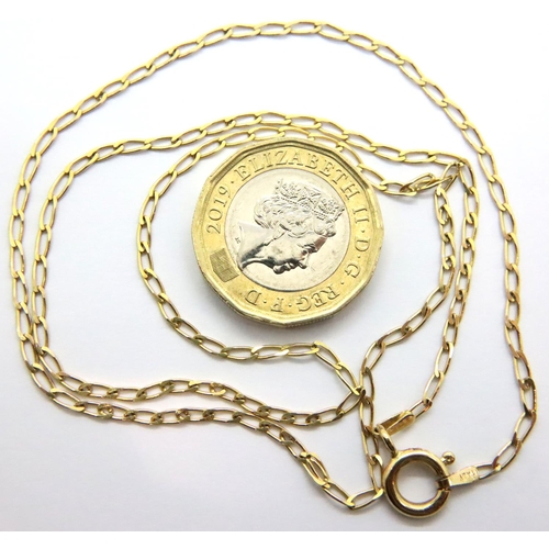2 - 9ct gold neck chain, 2.4g. P&P Group 1 (£14+VAT for the first lot and £1+VAT for subsequent lots)