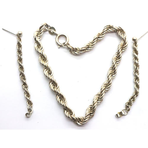 23 - Silver rope bracelet and a matching pair of rope earrings. P&P Group 1 (£14+VAT for the first lot an... 