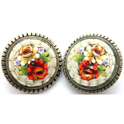 27 - Pair of Micro Mosaic clip on earrings. P&P Group 1 (£14+VAT for the first lot and £1+VAT for subsequ... 
