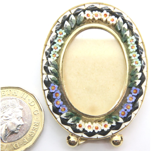 32 - Miniature Micro Mosaic photo frame, L: 4.5 cm. P&P Group 1 (£14+VAT for the first lot and £1+VAT for... 