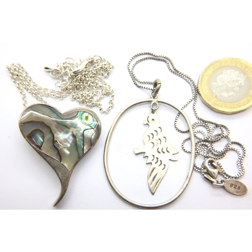 37 - Two silver pendant necklaces, one stone set. P&P Group 1 (£14+VAT for the first lot and £1+VAT for s... 