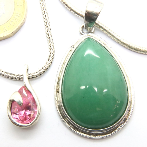 45 - Two stone set pendant necklaces, combined 40g. P&P Group 1 (£14+VAT for the first lot and £1+VAT for... 