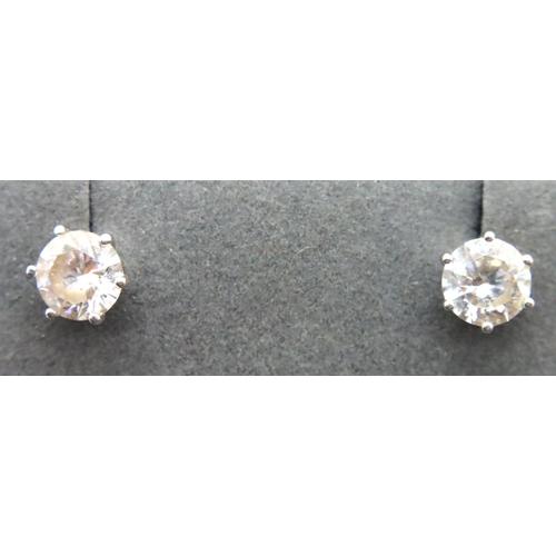 48 - Pair of 9ct white gold stone set earrings, boxed. P&P Group 1 (£14+VAT for the first lot and £1+VAT ... 