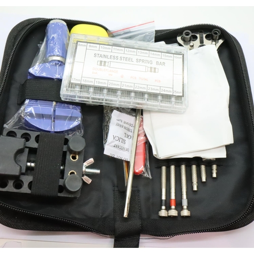 85 - 147 piece wristwatch repair kit with back opening knives, link removers and a set of wristwatch bars... 