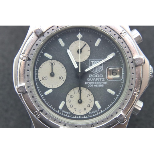 87 - Tag Heuer 2000 chronograph stainless steel wristwatch, with black dial and original box in good work... 