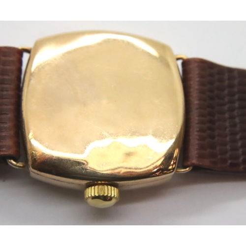 93 - 1950s 9ct gold Rolex wristwatch on leather strap in working order. P&P Group 1 (£14+VAT for the firs... 