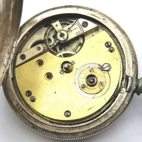94 - 925 silver heavy gauge pocket watch by JG Graves Sheffield, not working at lotting. P&P Group 1 (£14... 