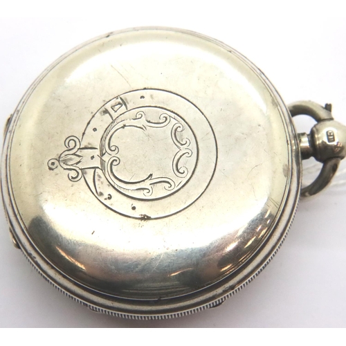 96 - Hallmarked silver pocket watch, heavy gauge, Chester assay, dial D: 45 mm. Not working at lotting. P... 