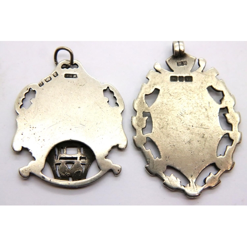 97 - Two hallmarked silver pocket watch fobs, combined 21g. P&P Group 1 (£14+VAT for the first lot and £1... 