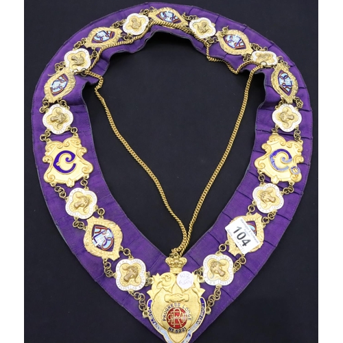 104 - Royal Order of Buffaloes collar chain, Progress Lodge 5221. P&P Group 1 (£14+VAT for the first lot a... 