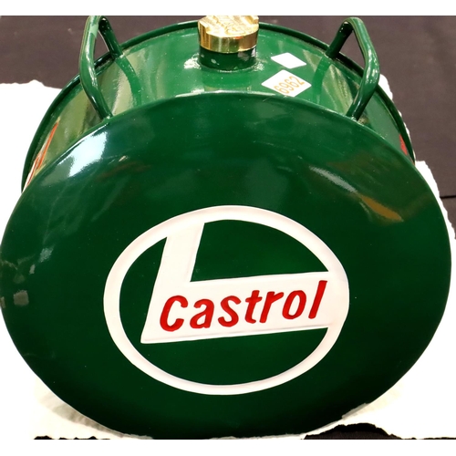 143 - Green Castrol petrol can with brass cap, H: 38 cm. P&P Group 3 (£25+VAT for the first lot and £5+VAT... 