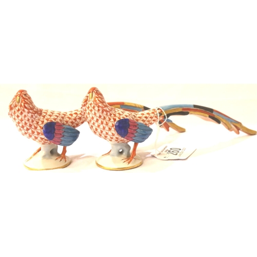 260 - Pair of Herend painted and gilt pheasants, L: 22 cm. P&P Group 3 (£25+VAT for the first lot and £5+V... 