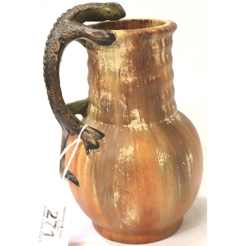 271 - Ceramic lizard handle jug, H: 20 cm. P&P Group 2 (£18+VAT for the first lot and £3+VAT for subsequen... 