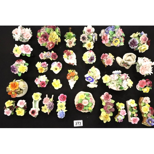 272 - Collection of ceramic posies including Royal Albert, Aynsley etc. Not available for in-house P&P, co... 